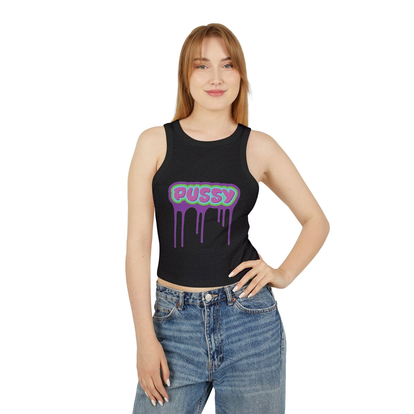 Dripping P*ssy Micro Rib Racer Tank Top