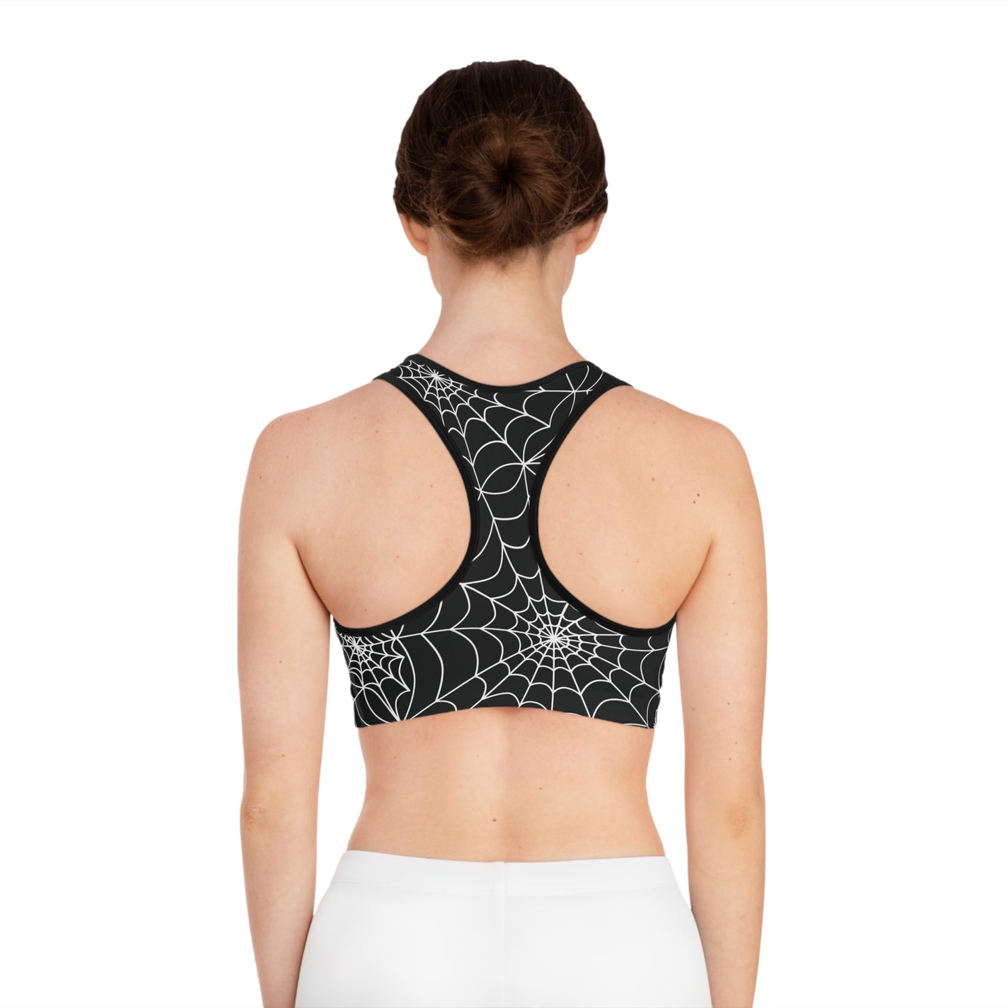 Ahhhh! Spiderwebs! Sports Bra - Black