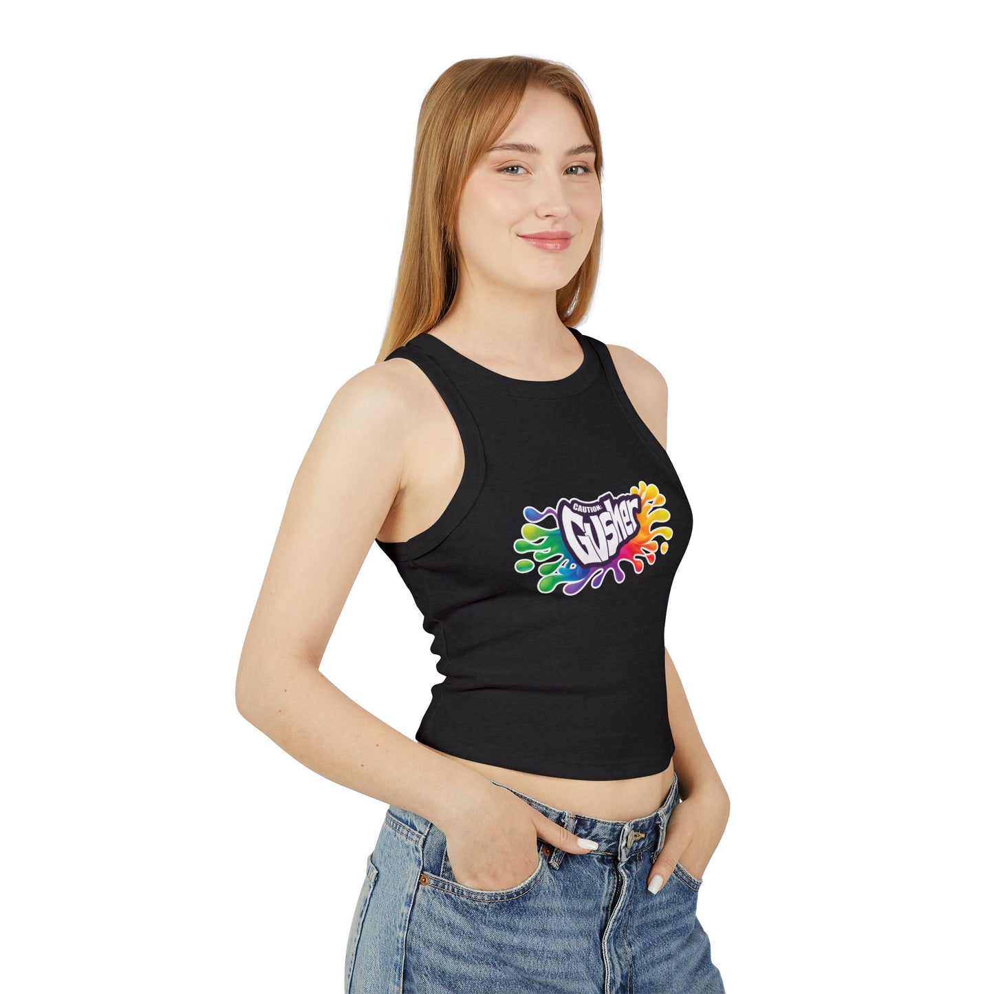 Caution: Gusher Micro Rib Racer Tank Top