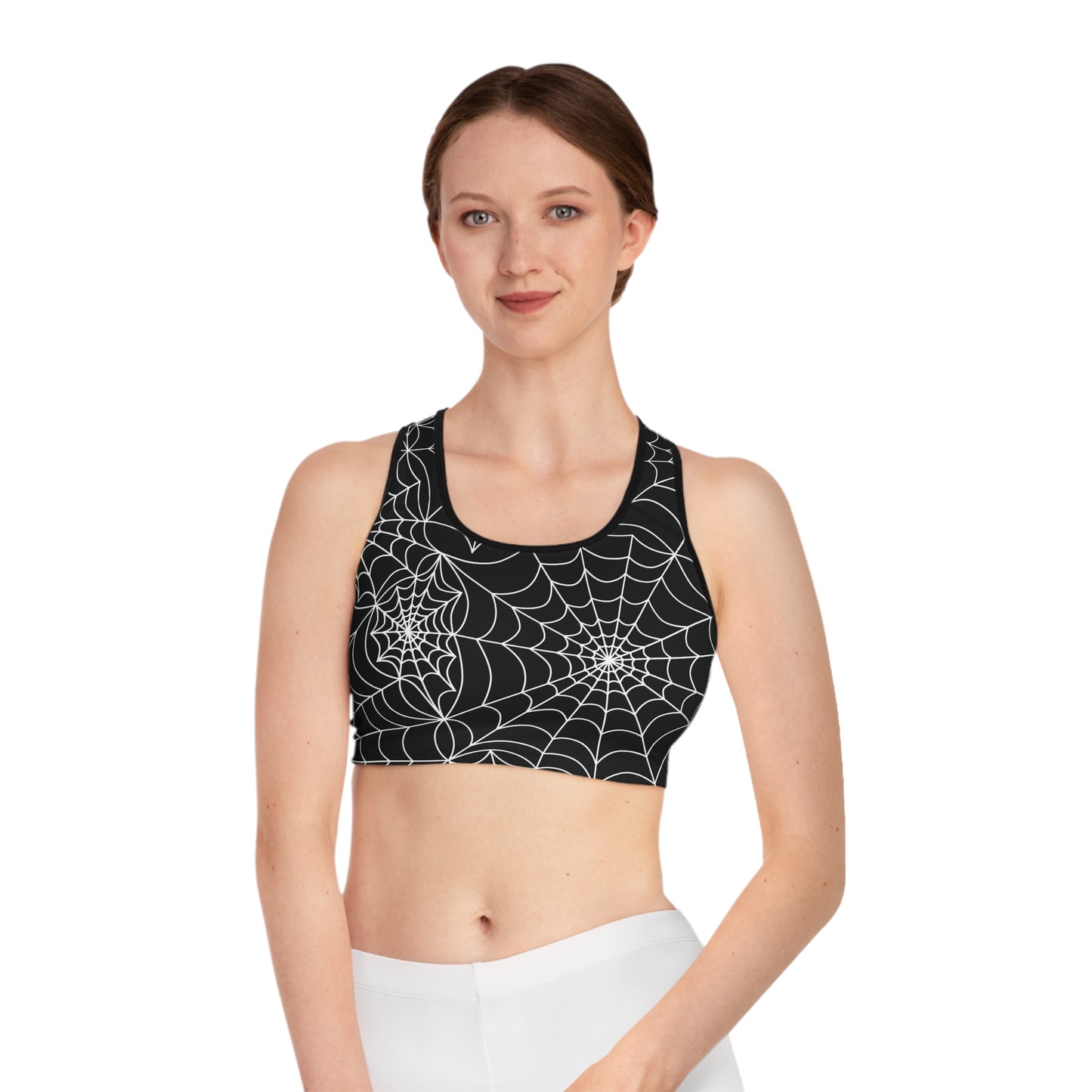 Ahhhh! Spiderwebs! Sports Bra - Black