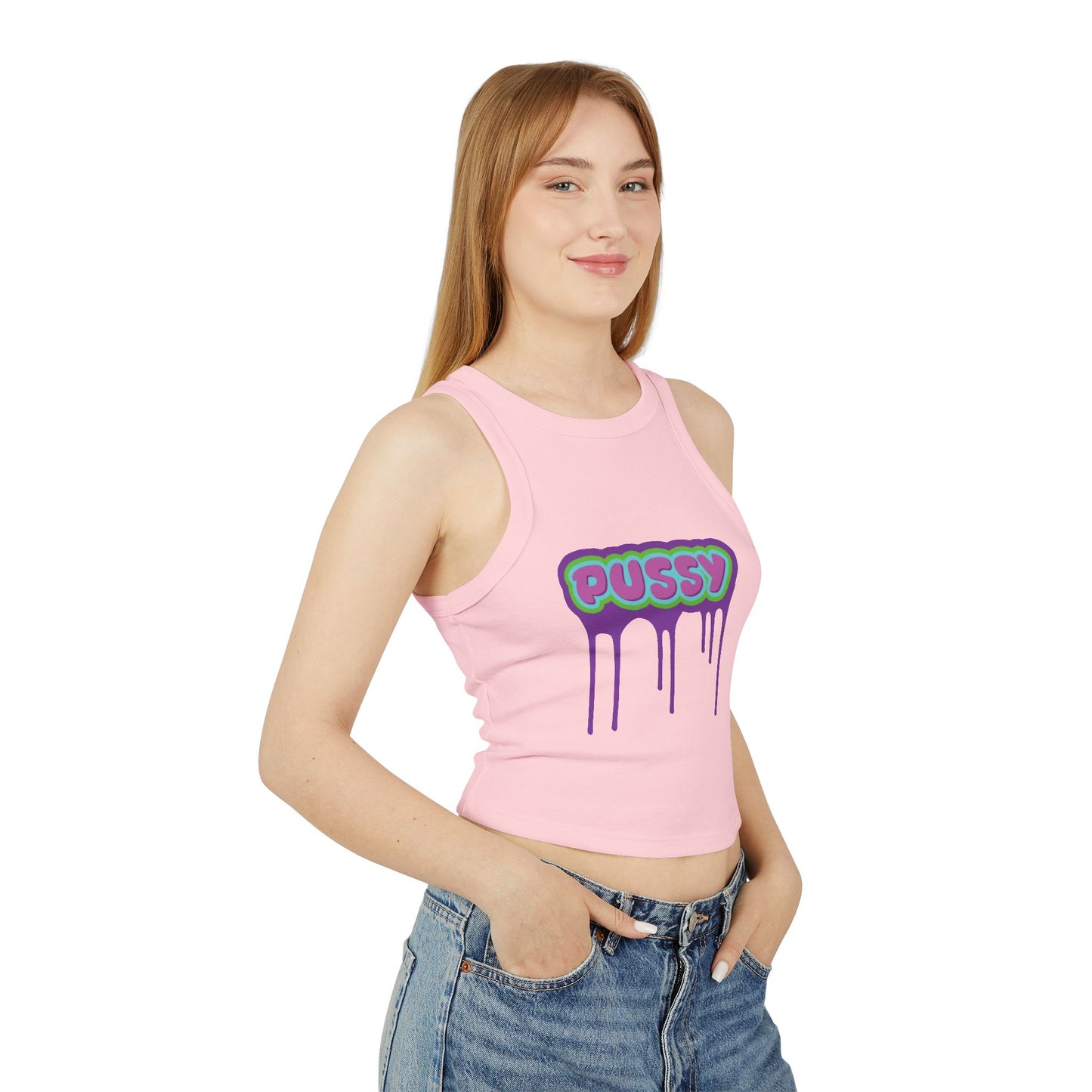 Dripping P*ssy Micro Rib Racer Tank Top