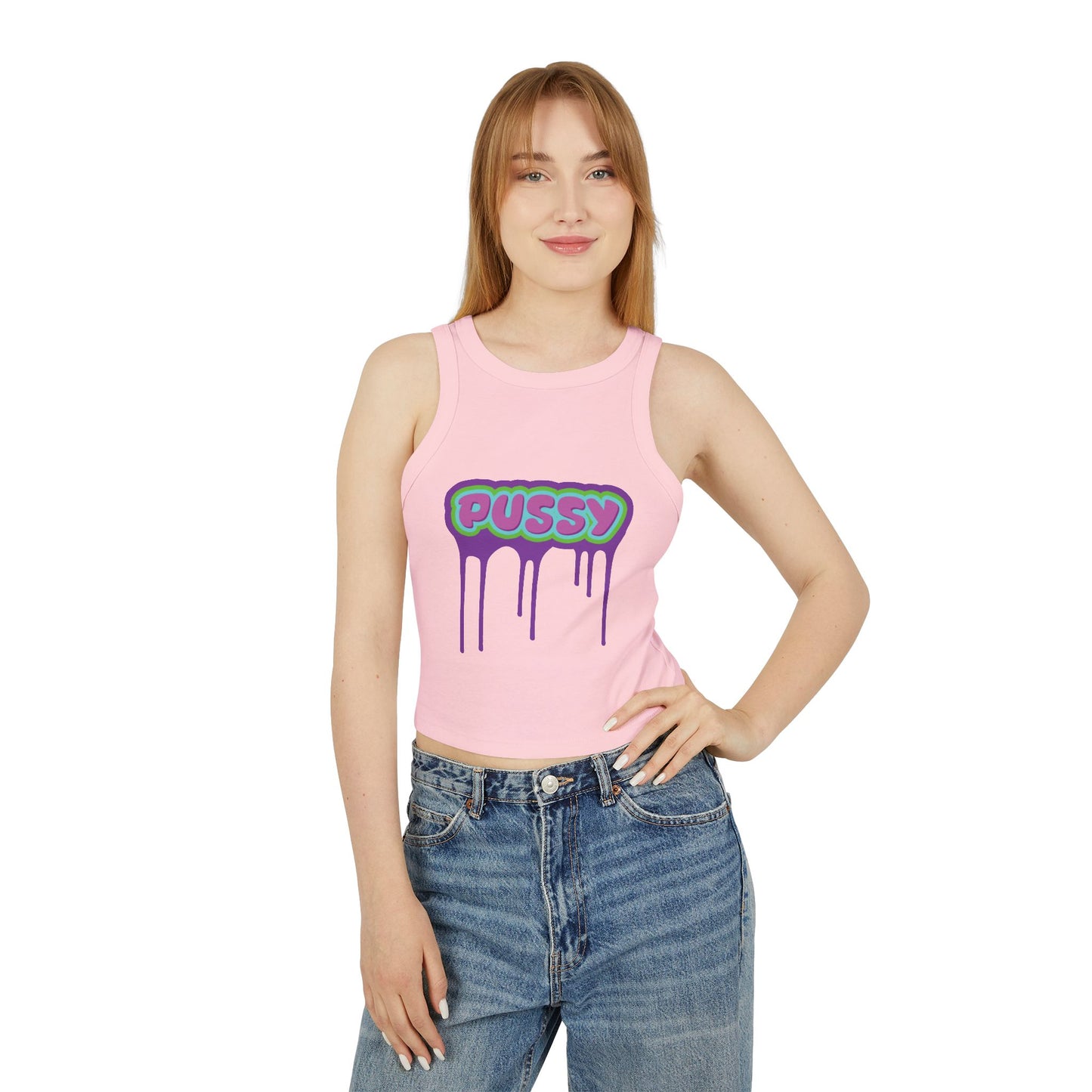 Dripping P*ssy Micro Rib Racer Tank Top