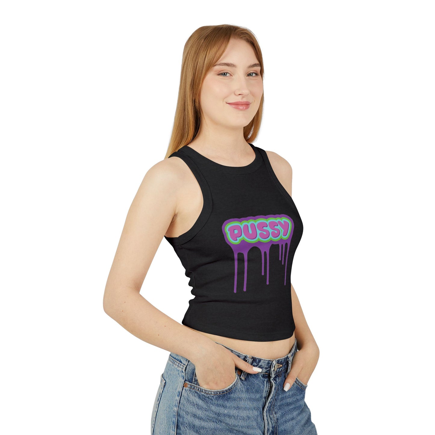 Dripping P*ssy Micro Rib Racer Tank Top