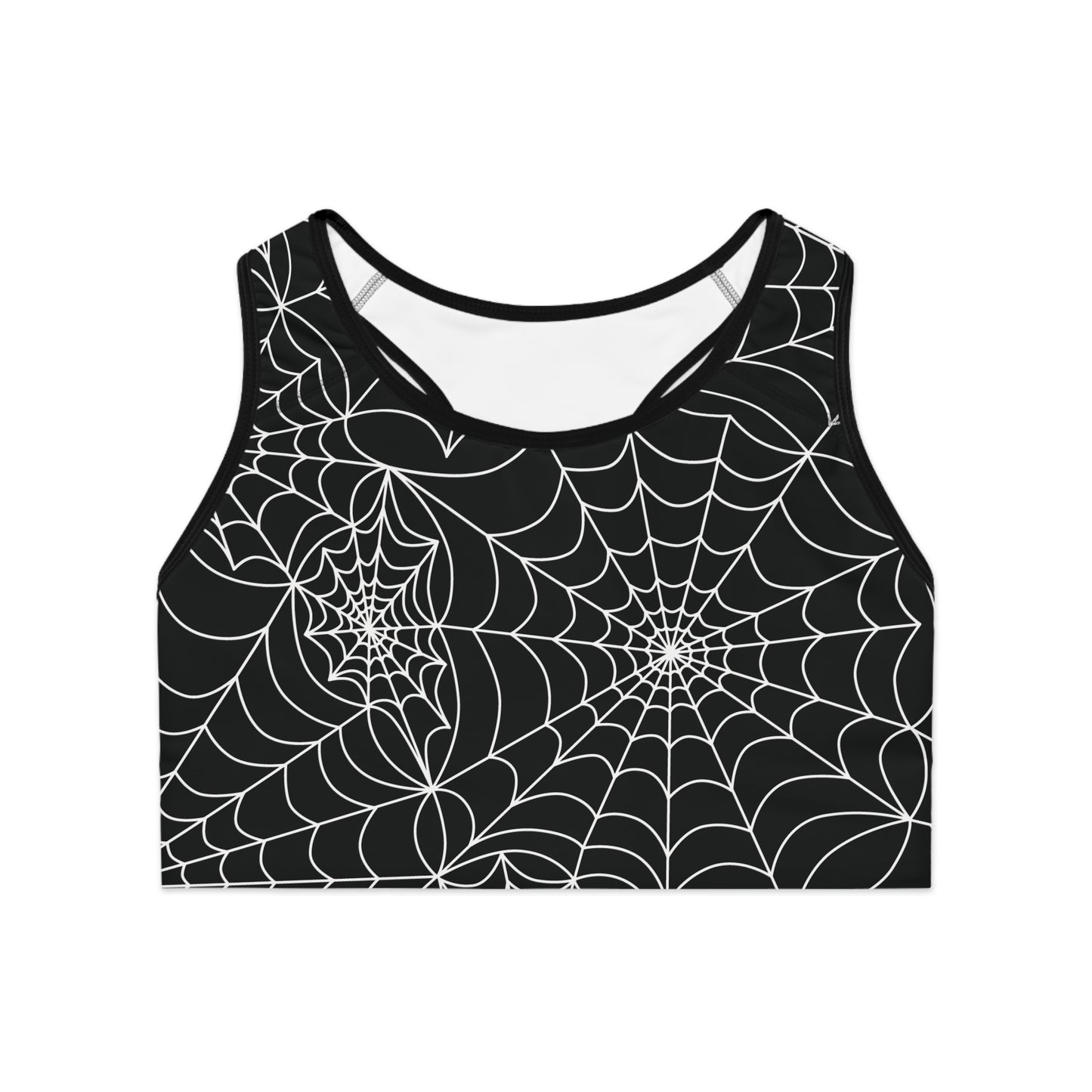 Ahhhh! Spiderwebs! Sports Bra - Black